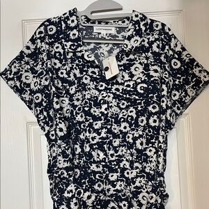 New Lucky Brand Women's Navy and White Floral Dress